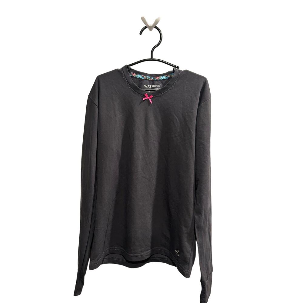 Watson girls long sleeve shirt with pink bow